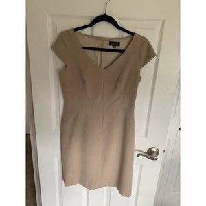 Tahari Arthur S Levine Petite Essentials Tan Sleeveless Dress Size 6P